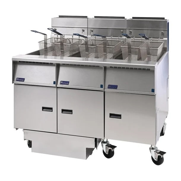 Pitco SG14RS/FD-FFF Solstice Gas 3-Vat Fryer with Built-in Oil Filtration