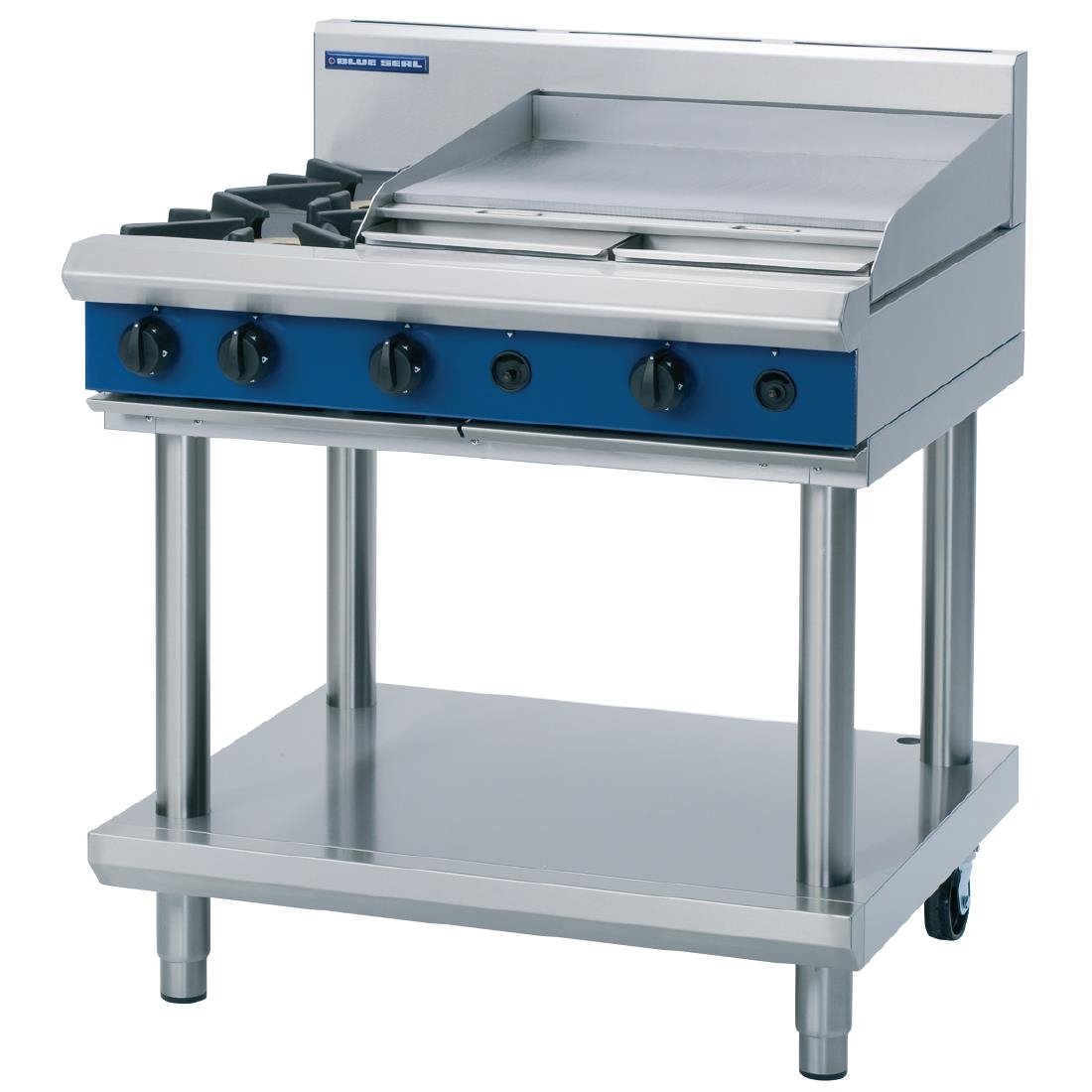 Blue Seal Evolution Cooktop 2 Open/1 Griddle Burner LPG on Stand 900mm G516B-LS/L